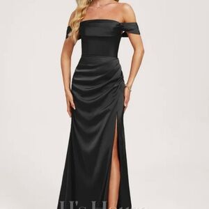 JJs House Black Strapless Ruched Gown